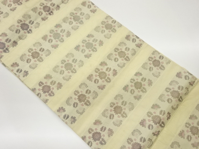 JAPANESE NAGOYA OBI / WOVEN ABSTRACT FLORAL PLANTS